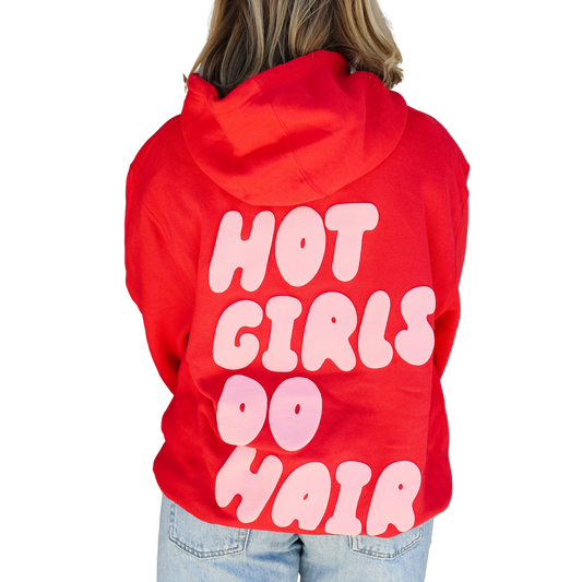 Red "Hot Girls Do Hair" Hoodie