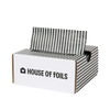 Open House of Midnight Stripe pop-up box with black and white pinstripe foil sheets