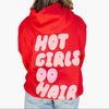 House of Foils red Hot Girls Do Hair hoodie for hair stylists - front view