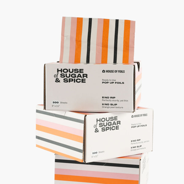 House of Sugar & Spice fall striped foil sheets fanned out