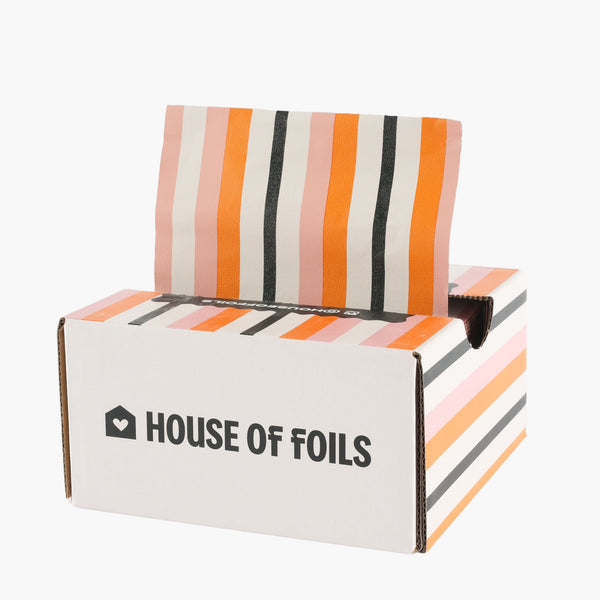 House of Sugar & Spice pink white black and orange striped fall hair foils 5x11 inch 500 sheet pack by House of Foils