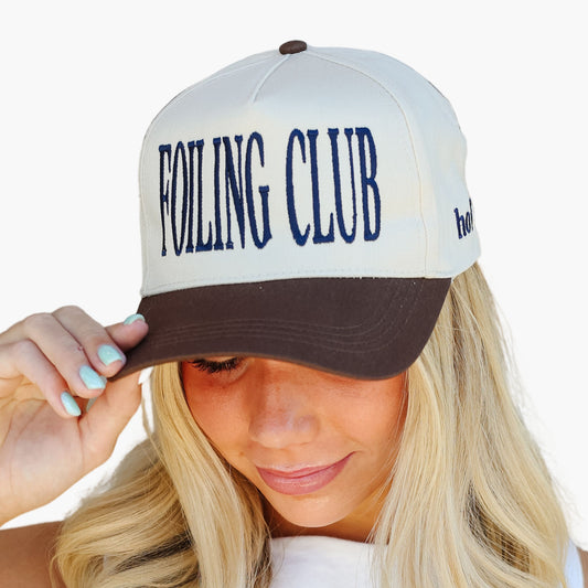 House of Foils mocha Foiling Club hat for hair stylists - front view