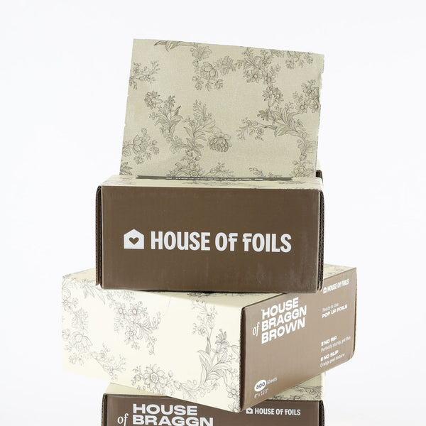 House of Braggn Brown foil sheets fanned out showing full print