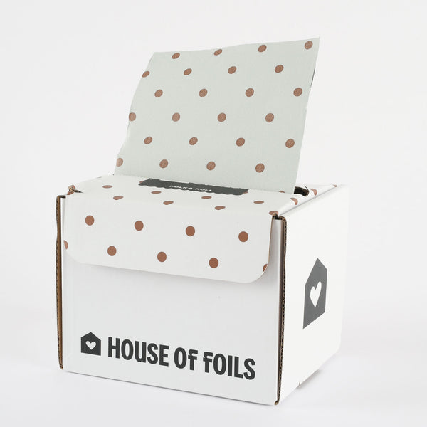 House of Polka Roll foil unrolled showing polka dot print