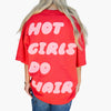 House of Foils red Hot Girls Do Hair tee for hair stylists - front view